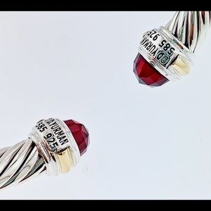 David Yurman Jewelry - David Yurman 7mm Silver& Gold Garnet Bracelet David Yurman Jewelry - David Yurman 7mm Silver& Gold Garnet Bracelet